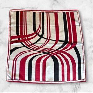 Orna Vintage Satin Scarf Japan Made Red Black White Pop Art 27" Square Acetate